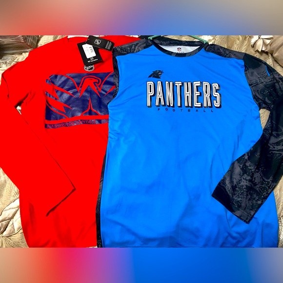NWT boy XL/men Sm, Long sleeve X2 Fanatics Ts, NFL & NHL, drifit - Picture 1 of 7